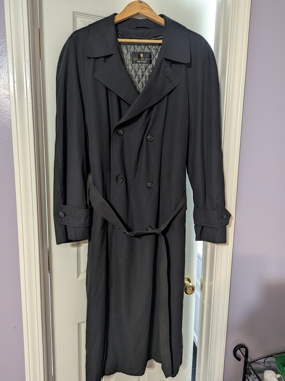 Bill Blass Black Label Double-Breasted Trench Coat with Belt